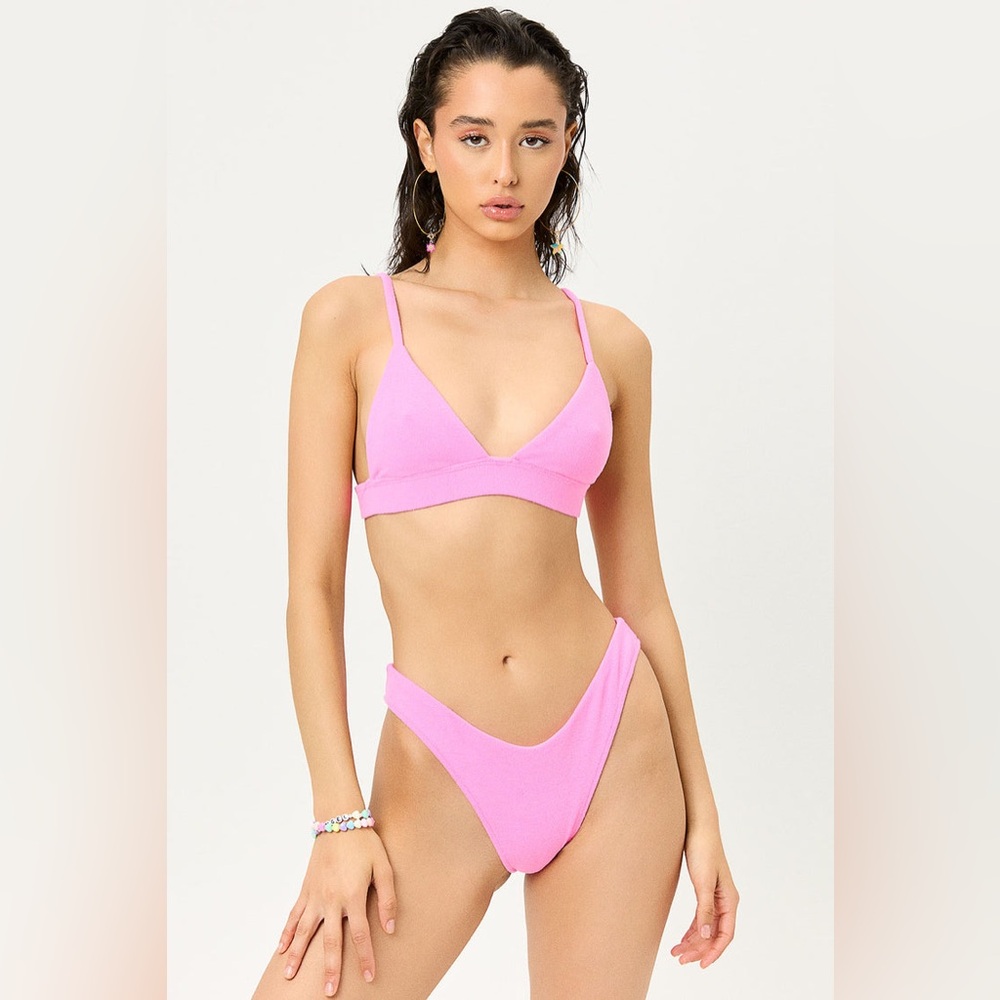Frankie’s Bikinis Claire Triangle Terry Top & Enzo Cheeky Bottom